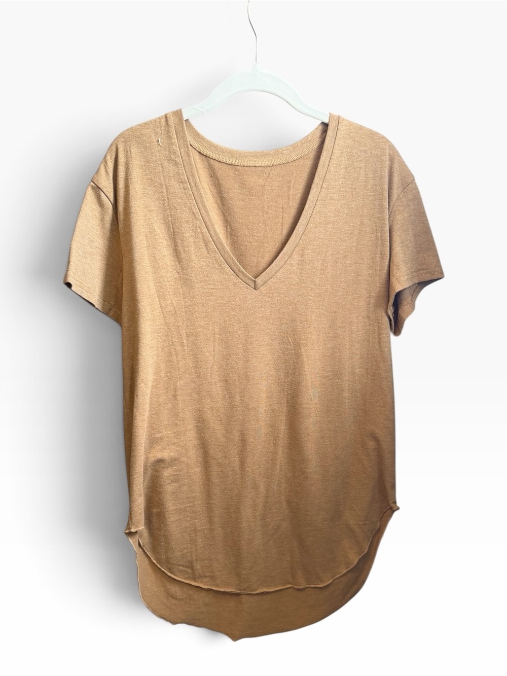 Amazon Women's V-Neck Short Sleeve Tee in Tan